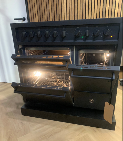 Steel Fornuis Enfasi 100/3 All Black met steenoven - inductie fornuis | EQ10FFF-5FIW | Model 2025