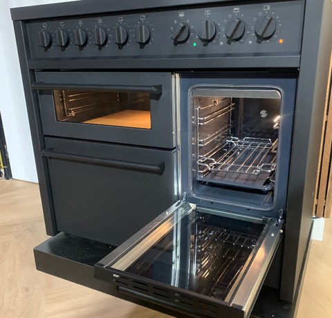 Steel Fornuis Enfasi 100/3 All Black met steenoven - inductie fornuis | EQ10FFF-5FIW | Model 2025