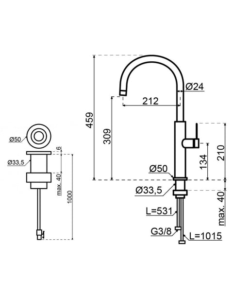 Selsiuz by Gessi 3 in 1 Gold / Goud 350367 met TITANIUM Combi (Extra) boiler