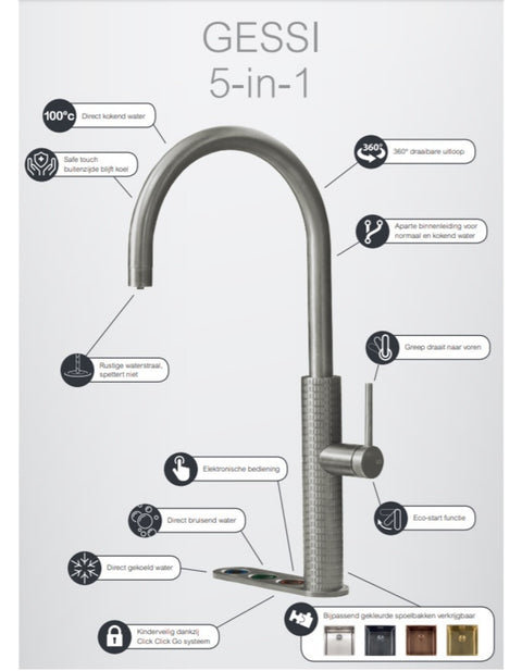 Selsiuz by Gessi 5 in 1 RVS 350371 met TITANIUM Single boiler en Cooler