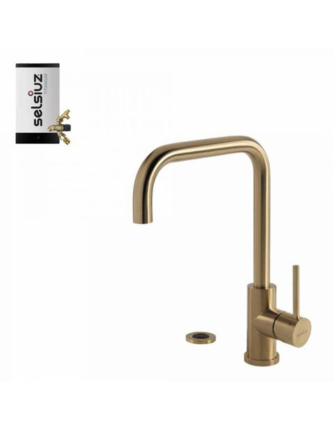 Selsiuz Push Haaks Gold / Goud met TITANIUM Combi (Extra) boiler - 350651