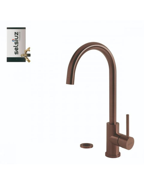 Selsiuz Push Rond Copper / Koper met TITANIUM Combi (Extra) boiler - 350621
