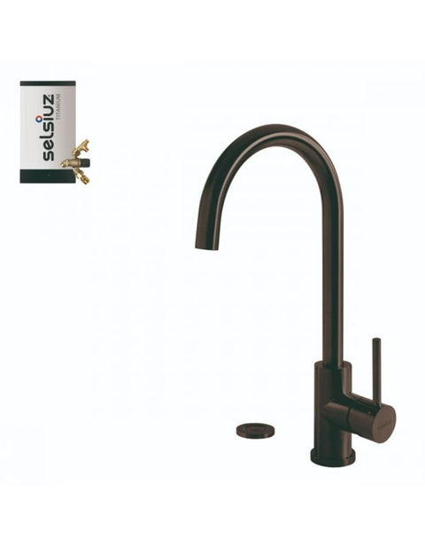 Selsiuz Push Rond Gun Metal Zwart met TITANIUM Combi (Extra) boiler - 350615