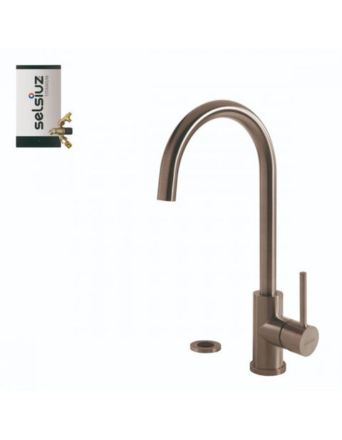 Selsiuz Push Rond Inox (RVS) met TITANIUM Combi (Extra) boiler - 350609
