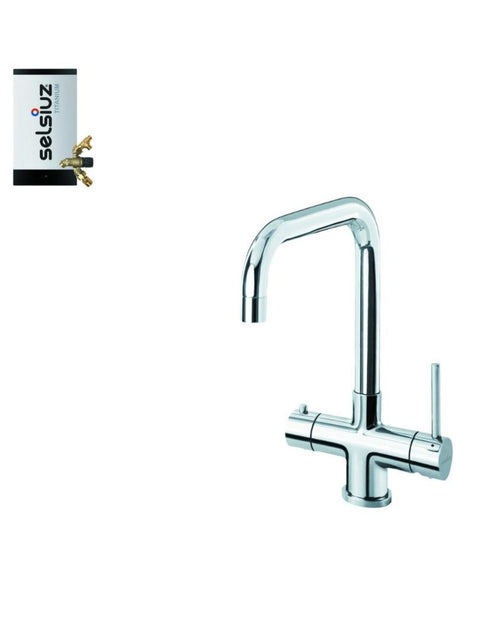 Selsiuz Push & Turn Haaks Chroom 350659 met TITANIUM Combi Extra Boiler 3 in 1 kokend water keukenkraan
