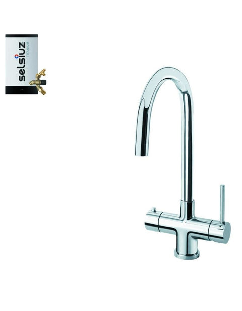Selsiuz Push & Turn Rond Chroom 350655 met TITANIUM Combi Extra Boiler 3 in 1 kokend water keukenkraan