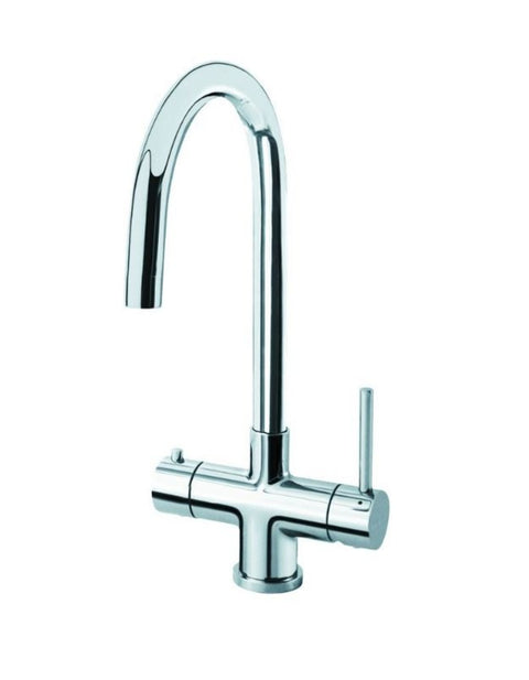 Selsiuz Push & Turn Rond Chroom 350655 met TITANIUM Combi Extra Boiler 3 in 1 kokend water keukenkraan