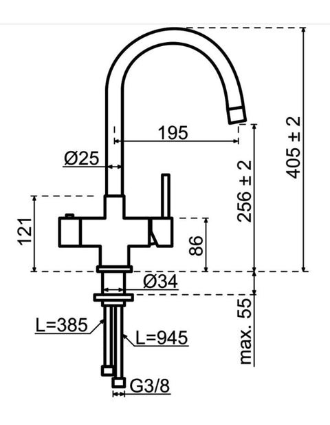 Selsiuz Push & Turn Rond Sturdy Black Zwart 350661 met Combi Extra Boiler 3 in 1 kokend water keukenkraan