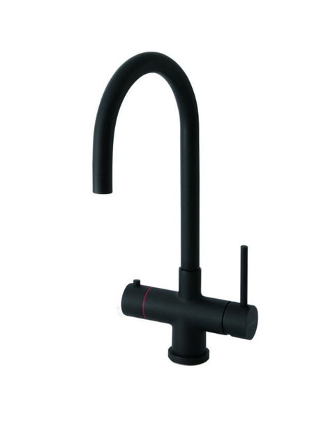 Selsiuz Push & Turn Rond Sturdy Black Zwart 350661 met Combi Extra Boiler 3 in 1 kokend water keukenkraan