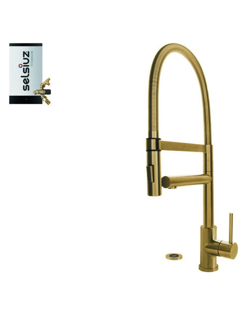 Selsiuz Push XL Gold / Goud 350710 met TITANIUM Combi (Extra) boiler keukenkraan