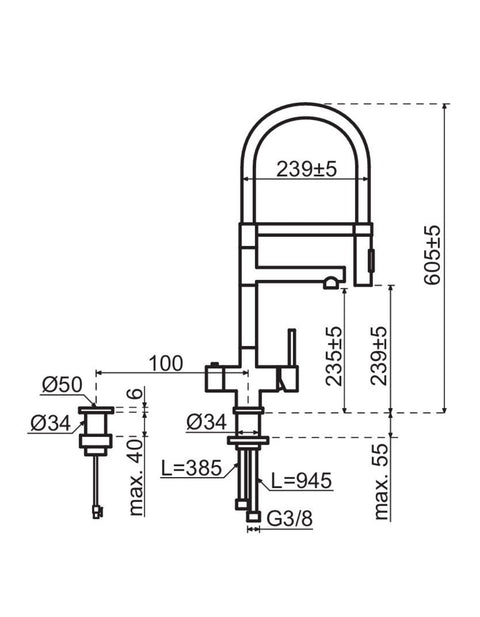 Selsiuz Push XL Gold / Goud 350710 met TITANIUM Combi (Extra) boiler keukenkraan