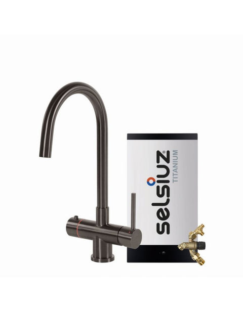 Selsiuz Rond Gun Metal Zwart met TITANIUM Combi (Extra) boiler - 350286