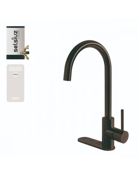 Selsiuz Unlimited 5-in-1 Rond Gun Metal Zwart met TITANIUM Combi (Extra) boiler en Cooler - 350499