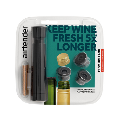 Airtender Wine Set Vacuümpomp en 3 Nanostoppers