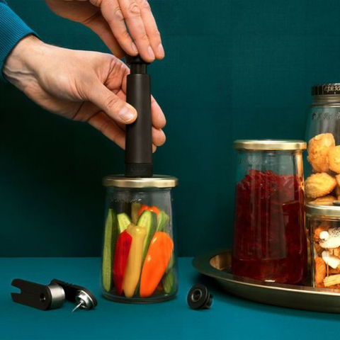 Airtender Food & Wine Set Vacuümpomp met 3 Nanostoppers en Dekselperforator