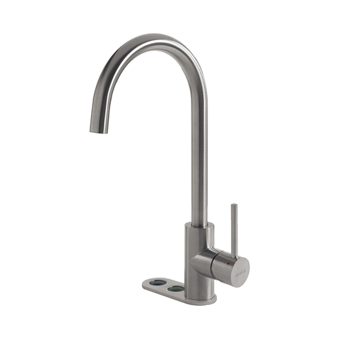 My Cool Kitchen - Productfoto Selsiuz Cool 4-in-1 rond waterkaan voor gekoeld en bruisend water. Uitvoering inox / RVS met koeler. My Cool Kitchen is premium Selsiuz dealer.