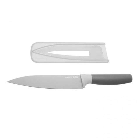 LEO Vleesmes grijs 19 cm met beschermhoes